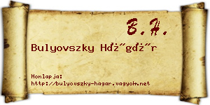 Bulyovszky Hágár névjegykártya